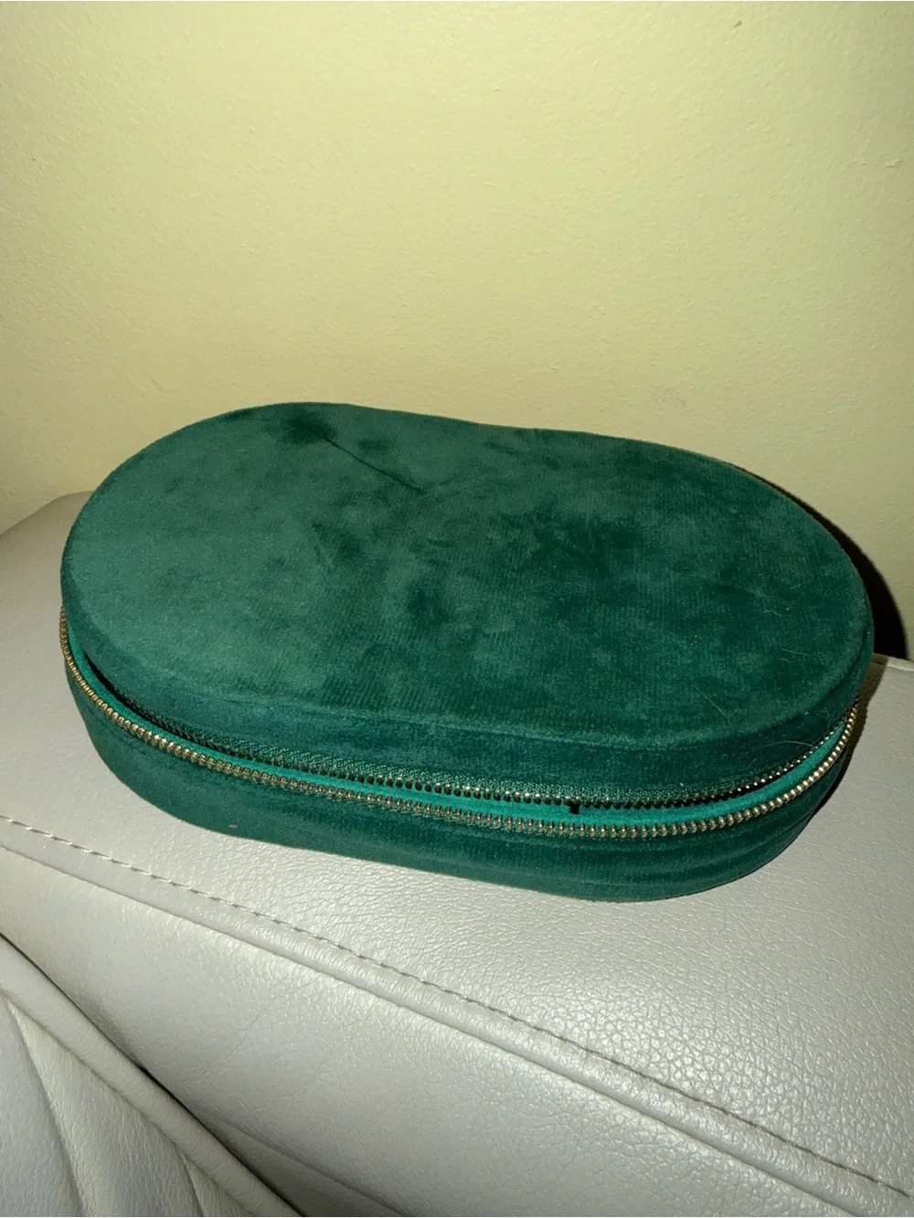 Green faux Suede Travel Jewelry Box